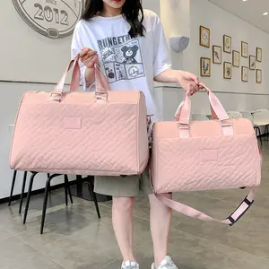 Designer Women's Quilted Embroidery Waterproof Luxury <strong>Large</strong> Capacity Travel Weekend Overnight Gym Travel <strong>DuffleBag</strong> Travel Bag - Product Image 1