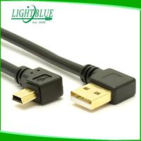Mini câble USB Type A mâle vers Mini B câble de chargeur USB Double 90 degrés Angle droit 5 broches plaqué or pour téléphone portable Android