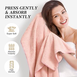 Toalla <span class=keywords><strong>extra</strong></span> larga de microfibra para secar el pelo, gorro de baño ultraabsorbente, turbante envolvente - Product Image 3