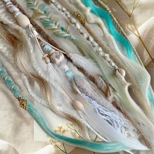 Extension de cheveux dreadlocks élastique 22 pouces, style bohème <span class=keywords><strong>viking</strong></span>, tressée à la main en nylon, double trame, légère, avec perles - Product Image 3