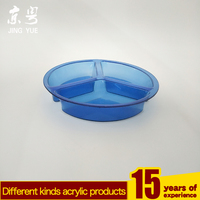 Plateau à trois sections en acrylique bleu, écologique, durable, pour le rangement des fruits, porte-biscuits, présentoir moderne de luxe en lucite scintillante