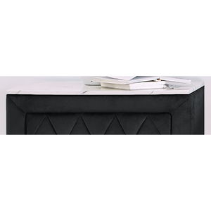 Faux Marble Top Nightstand 2 <b>Drawers</b> Gray Finish Button Tufted <b>Storage</b> <b>Drawer</b> - Product Image 1
