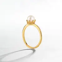여성을위한 새로운 패션 결혼 반지 담수 진주 실버 쥬얼리 공주 크라운 모양의 반지