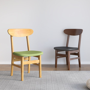 Solid Wood Nordic Style <b>Dining</b> <b>Chair</b> With Backrest For Home <b>Dining</b> Adult Use Natural Wood Color Walnut White - Product Image 3