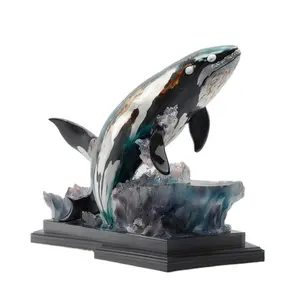 Estatua/estatuilla/escultura de ballena asesina de resina, regalo de animales de mesa de poliresina personalizado y manualidades para el hogar y la Oficina