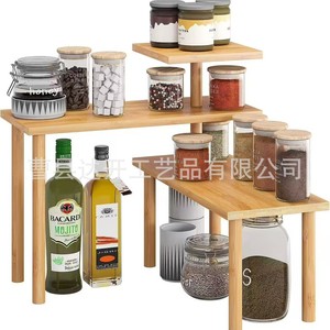 Wooden <b>Corner</b> Shelf 3 Tier Adjustable Spice Rack <b>Storage</b> <b>Unit</b> For Kitchen Home Use - Product Image 1