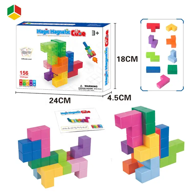 QSおもちゃ新着教育数学玩具9PCS命令ビルディングブロックマジック磁気カラフルビルディングおもちゃキューブ販売用