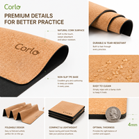 Matras Yoga Ramah Lingkungan dari Gabus dan Karet Alami Anti Selip untuk Rumah, Gym, dan Studio Pilates