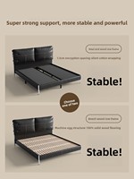 Sizilianisches Bauhaus-Stil Hochwertiges Schlafzimmer-Großbett mit Echtleder-Polsterung Vintage Modern Luxuriöses Bett Modell MS-8971