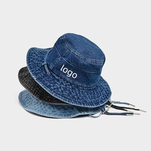 Cute and Durable Arrival Denim Fisherman Hat for Girls Tether <b>Summer</b> Camping Sunshade <b>Cap</b> - Product Image 1