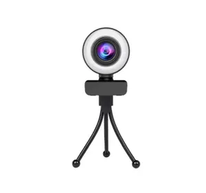 Fabrika sıcak satış 4K Webcam 2K Full HD Web Cam dönemi mikrofon ile LED dolgu ışığı USB Web Cam dönebilir akışı için PC bilgisayar Laptop için canlı