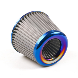 Filtre à air universel en acier inoxydable bleu brûlé 3'' / 76 mm, filtre d'admission d'air froid à haut débit, nettoyeur d'admission d'air BX102086 - Product Image 4