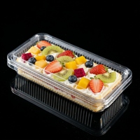 Boîte à fruits en PET rectangle grand récipient à salade couvercle plateau à fruits à emporter en plastique jetable pour légumes