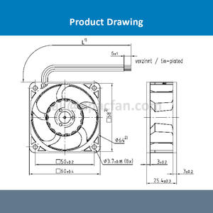 Ventilador Axial Eléctrico de Refrigeración con Rodamiento de Manguito para Módulo de Accionamiento de Gabinete, 624/2HH 60x60x25mm 6025 24VDC 0.12A 3.6W 8200RPM 56m3/h - Product Image 4