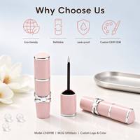 Tube d'eye-liner liquide triangulaire vide de luxe ISMAN 10 ml avec ceinture à nœud argenté, emballage cosmétique en plastique à pointe fine, vente en gros personnalisée