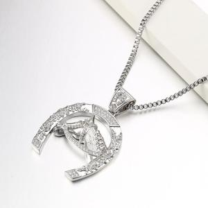 Jasen di lusso 925 argento animale ciondolo <span class=keywords><strong>cavallo</strong></span> ciondolo scintillante zircone <span class=keywords><strong>pietra</strong></span> con 18K placcatura in oro per grande festa o spettacolo - Product Image 3