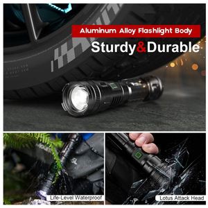CITICITY Source Factory 15W 1000 Lumens Aluminum Alloy Black Camping Flashlight Telescopic Zoom IP44 Waterproof USB High CRI - Product Image 5