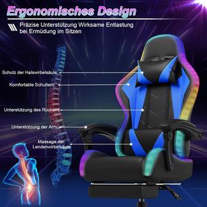 Coussin de siège à ressort de poche Massage chaise de jeu ergonomique RGB LED Sillas <span class=keywords><strong>Gamer</strong></span> Play Game Racing Chair avec haut-parleurs <span class=keywords><strong>Bluetooth</strong></span> - Product Image 4