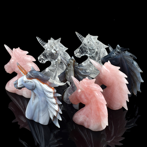 <span class=keywords><strong>Prix</strong></span> usine naturel clair blanc Rose Quartz sculpté à la main licorne tête <span class=keywords><strong>de</strong></span> cheval Sculpture Statue pour la décoration <span class=keywords><strong>de</strong></span> la maison - Product Image 3