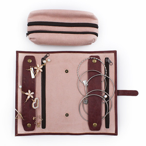 Bolsa de viaje personalizada para joyas de cuero, estuche para joyas con forro de terciopelo, bolsa de almacenamiento para joyas, estuche enrollable para joyas de cuero PU - Product Image 2