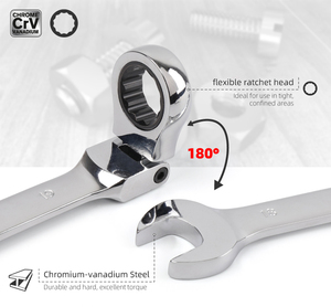 Set di Chiavi Combinate a Cricchetto Flessibili YUHANG in Acciaio al Cromo Vanadio, 72 Denti, 6 Punte, Imperiali/Metriche 8-19mm, 42-45 HRC, Fai-da-Te OEM - Product Image 3