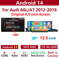 Android 14 MTK8581 10,25/12,5 pulgadas REPRODUCTOR DE Radio y vídeo para coche estéreo para Audi A6 A7 2012-2018 inalámbrico Carplay navegación GPS automática