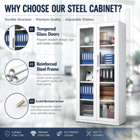 Armoires de classement de bureau commerciales avec porte vitrée, armoire en acier durable avec étagères réglables pour le rangement de bureau, support OEM