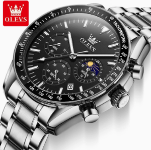 Montre sport chronographe à quartz 3618 Fashion pour femme, Moonswatch, calendrier, acier inoxydable, bracelet 20 mm, étanche - Product Image 2