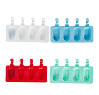 Moule à glace en silicone sans BPA à 4 cavités, moule à bâtonnets glacés en silicone avec bâtonnets en bois pour enfants, vente en gros