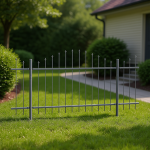 Recinzione da Giardino in Acciaio Verniciato a Polvere Grigia 170 X 140 Cm con Piastra Decorativa - Product Image 2