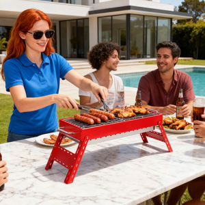 Pemanggang BBQ Lipat Portabel Baja Anti Karat Terlaris untuk Luar Ruangan, Taman, Berkemah, dan Pesta, Pemanggang Arang - Product Image 4