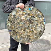 Sous-verre rond en Labradorite naturelle Spécimen minéral en cristal Autre produit d'artisanat en cristal