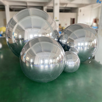 2024 boule de miroir gonflable suspendue géante décoration de ballon boule or/argent grande boule brillante