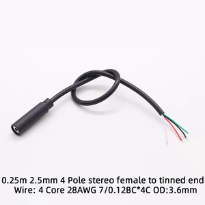 재고 있음 TS TRS AUX 오디오 케이블 2.5mm 3.5mm 모노 스테레오 남성 여성용 - 베어 와이어 오픈 엔드 와이어 AWM 2464 24AWG 28AWG 도매 - Product Image 5