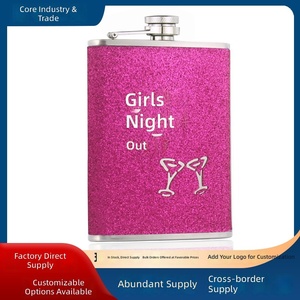 Flacon à liqueur portable en acier inoxydable de 8 oz, rose pailleté, anti-fuite, mini bouteille pour les voyages et les fêtes - Product Image 2