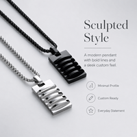 Pendentif Géométrique en Forme de Plaque Militaire en Acier Inoxydable – Collier Style Hip-Hop Européen et Américain – Bijoux Personnalisés en Gros