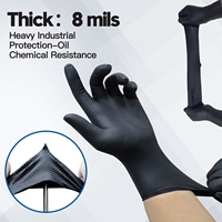 Gants en nitrile noirs industriels XINGYU imperméables 8 mil pour la manipulation des poissons, sans poudre, résistants, texture diamant