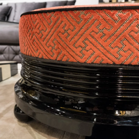 Pouf tapissé laqué noir pouf rond pouf en velours pouf tufté pouf pouf rond poufs en tissu Chesterfield