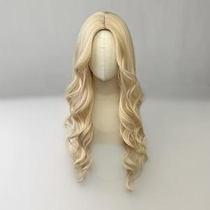 Parrucca Sintetica Bestseller da Donna Stile Coreano, Capelli Lunghi Dorati Chiari, con Frangia e Onde Grandi, per Uso Quotidiano - Product Image 1