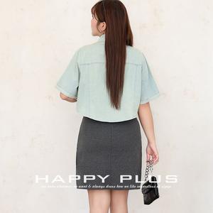 เสื้อแจ็คเก็ตยีนส์สีฟ้าอ่อนสำหรับผู้หญิงไซส์ใหญ่ ติดกระดุม สีพื้น แขนสั้น สไตล์ลำลอง สำหรับสไตล์วิทยาลัย - Product Image 4