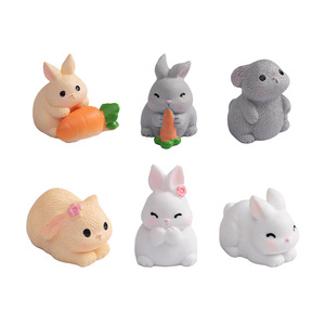 ตุ๊กตากระต่ายจิ๋วเรซิ่นการ์ตูนสัตว์ตกแต่งโต๊ะทำงานเครื่องประดับรถยนต์ชุดสามสี - Product Image 1