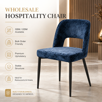 Samt-Esszimmerstuhl in Gewerbequalität für Restaurant und Hotel, Offene Rückenlehne, Ergonomisch Geformter Stuhl, Gepolstert mit Schwarzen Metallbeinen
