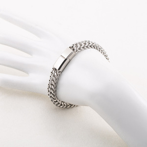 yunnique Men's Double Layer Cuban <b>Chain</b> Bracelet <b>Titanium</b> Steel 18cm 20cm Gift Jewelry Hip Hop Style - Product Image 2
