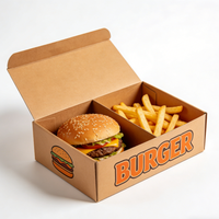 Cajas de Papel para Hamburguesas, Empaques para Comida Rápida, Hamburguesas, Sándwiches, Papas Fritas y Bocadillos para Llevar, Personalizadas al por Mayor