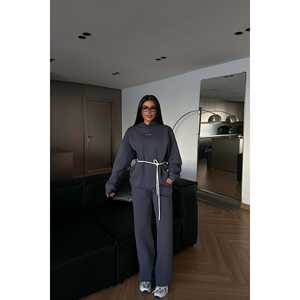 Ensemble de survêtement gris fumé confortable avec capuche, veste coupe-vent imperméable, respirante, jogging, logo réfléchissant imprimé pour garçons - Product Image 3