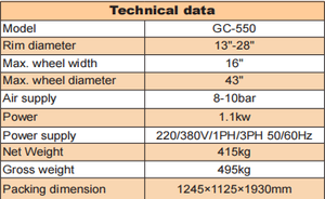 GC-550 Automatic Truck <strong>Tire</strong> <strong>Changer</strong> 220V 1.1kW Motor Power for Cars/<strong>Motorcycles</strong>/Trucks Automatic Vehicle Tyre <strong>Changer</strong> - Product Image 5