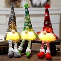 Figurine de gnome lumineuse à jambes tombantes avec étoile, pour décoration de table, cheminée, maison, Noël, hiver, cadeau