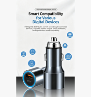 Pengisi Daya Mobil Anti Api PD20W PC Dual-Port USB-C USB-A PD 3.0 Adaptor Pengisian Cepat dengan Lampu Ambient LED Biru Lembut untuk Ponsel
