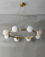 Personnalisé Moderne Naturel Espagnol Albâtre Marbre Pierre Globes Abat-Jour Pendentif Rond Lampe Villa Salon Restaurant Lustre