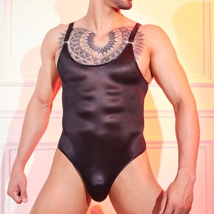 Mono musculoso sedoso ajustado Sexy para hombre, botón a presión, entrepierna abierta, nuevos tirantes, mono clásico transpirable - Product Image 4